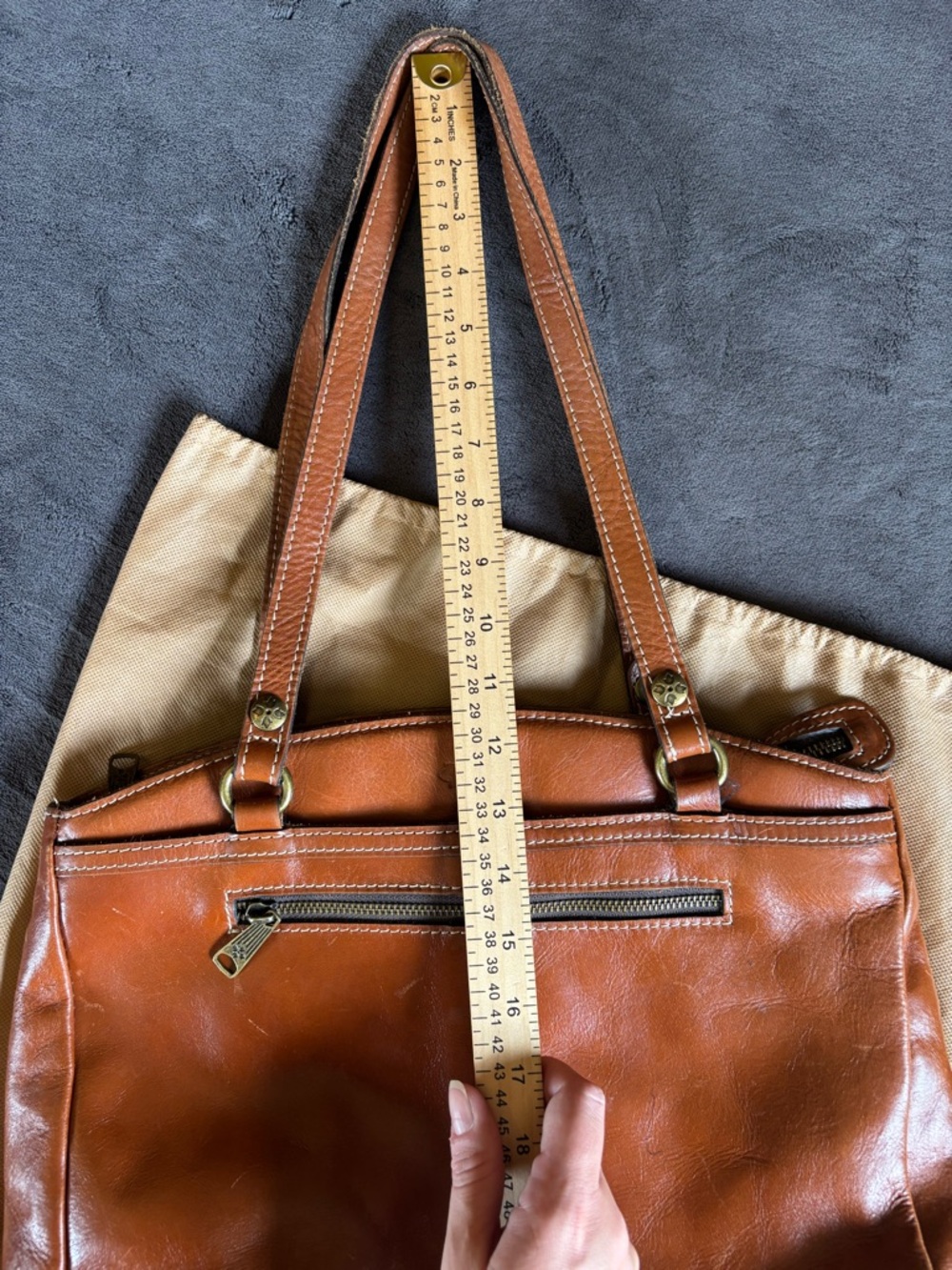 Patricia Nash Poppy Tote (Poppy Satchel), Heritage Tan Full Grain Leather Purse - Picture 14 of 16